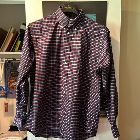 Brooks Brothers size Large blue striped performance collared shirt - Picture 1 of 4